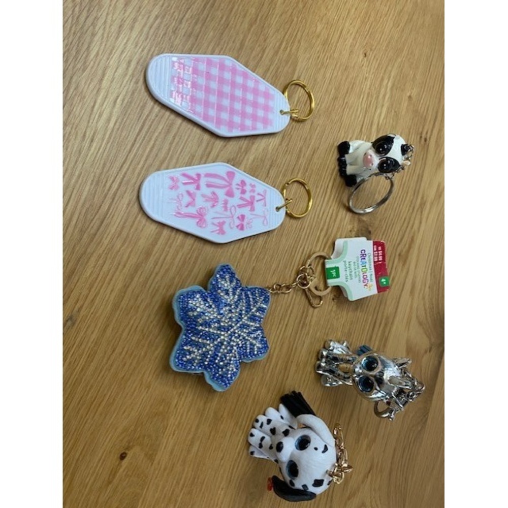 Ty Creatology Keychain Lot Kids OS Multicolor Good Animal Snowflake Bows‎ 7pc